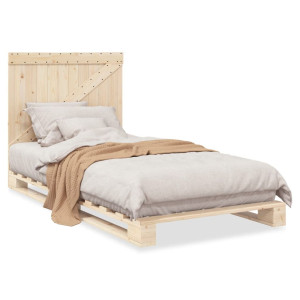Estructura de cama con cabecero madera maciza pino 100x200 cm D