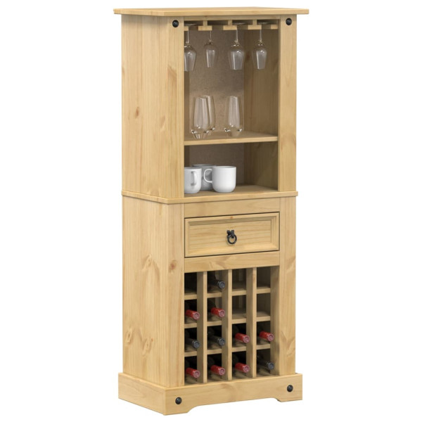 Mueble botellero Corona madera maciza de pino 56x35x120 cm D