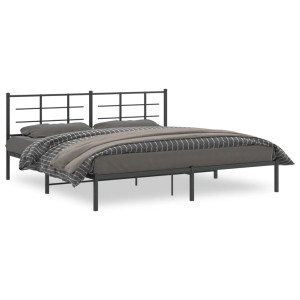 Estructura de cama con cabecero metal negro 200x200 cm D