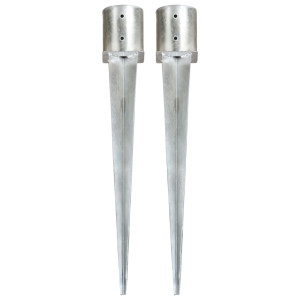 Estacas de solo 2 unidades aço galvanizado prata 12x91 cm D