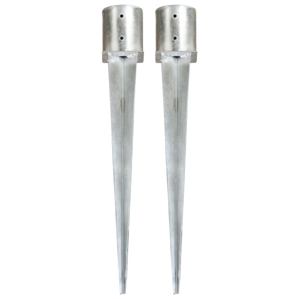 Estacas de solo 2 unidades aço galvanizado prata 12x91 cm D