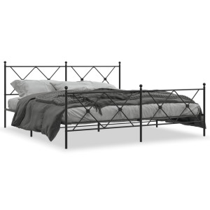 Estructura de cama cabecero y estribo metal negro 180x200 cm D