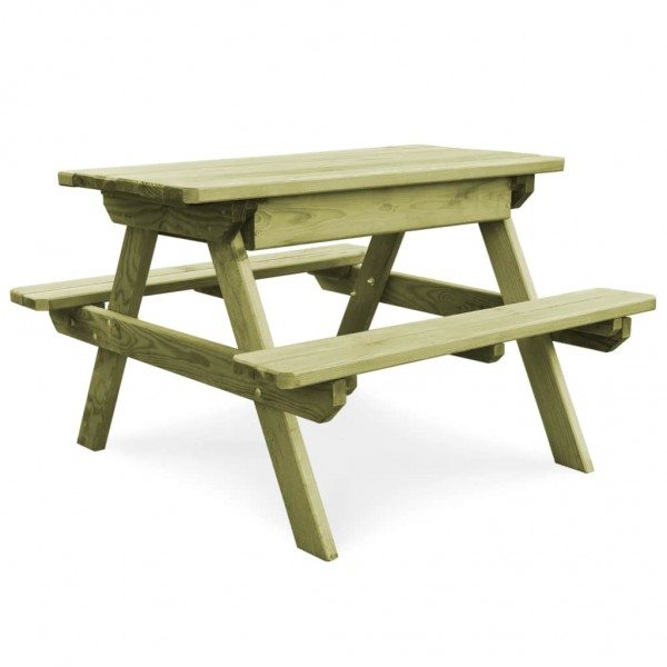 Mesa de picnic con bancos madera pino impregnada 90x90x58cm D