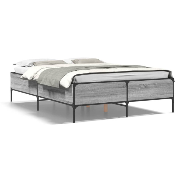 Estrutura de cama em madeira e metal cinza Sonoma 140x200 cm D