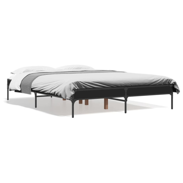 Estrutura de cama em madeira e metal preto 120x200cm D