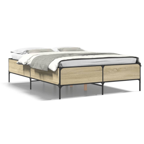 Estructura cama madera ingeniería metal roble Sonoma 120x200 cm D