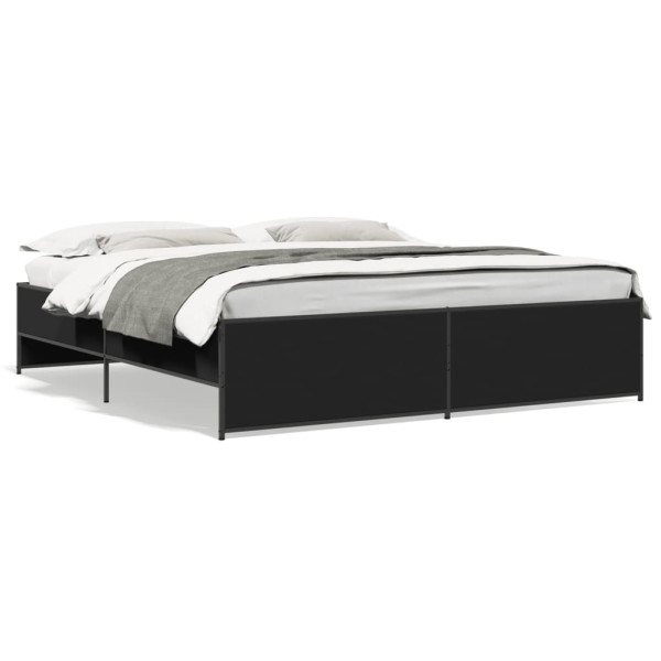 Estrutura de cama em madeira e metal preto 200x200cm D