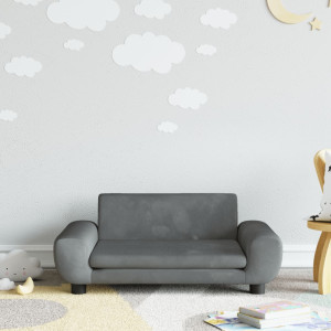 Sofá para niños de terciopelo gris oscuro 70x45x33 cm D