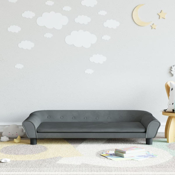 Sofá para niños de terciopelo gris oscuro 100x50x26 cm D