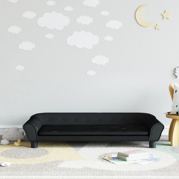 Sofá para niños de terciopelo negro 100x50x26 cm D
