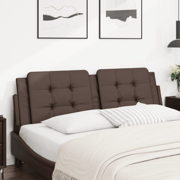 Cabecero de cama acolchado cuero sintético marrón 160 cm D