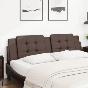 Cabecero de cama acolchado cuero sintético marrón 180 cm D