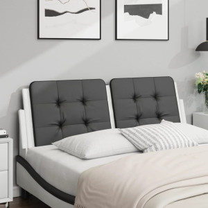 Cabecero de cama acolchado cuero sintético negro blanco 120 cm D