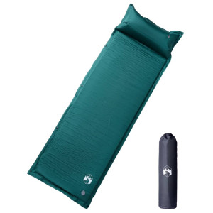 Colchón de camping autoinflable con almohada integrada verde D