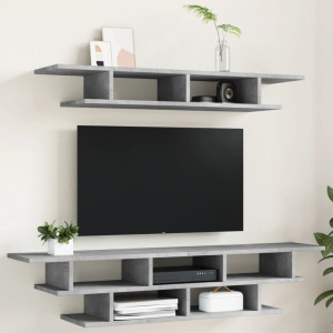 Muebles de TV de pared madera ingeniería gris hormigón D