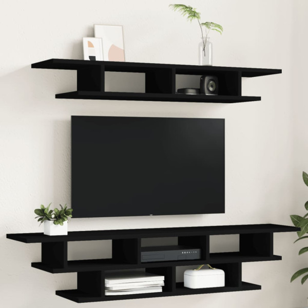 Móveis de TV de parede de madeira preta D