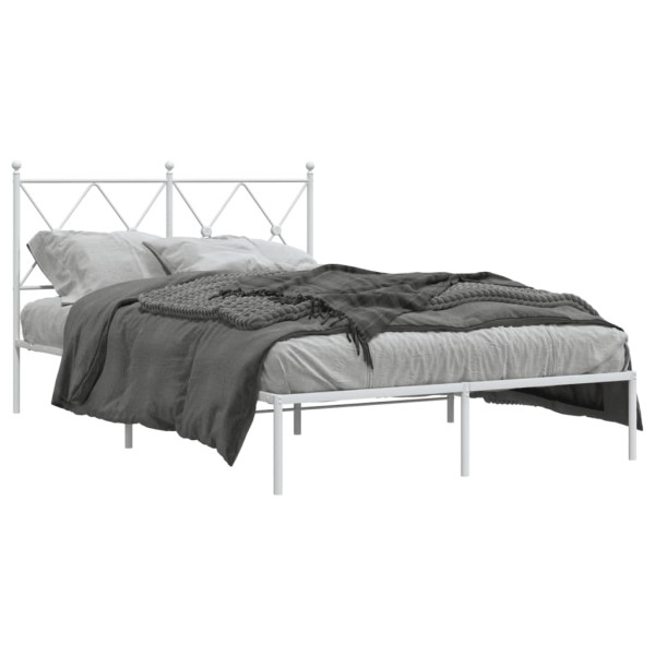 Estructura de cama de metal con cabecero blanca 120x200 cm D