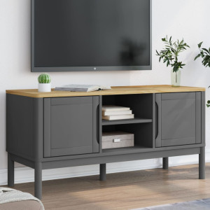 Mueble de TV FLORO madera maciza de pino gris 114x43x55 cm D