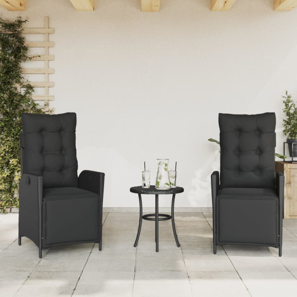 Poltronas de jardim com apoio para os pés 2 unidades de vime PE preto D