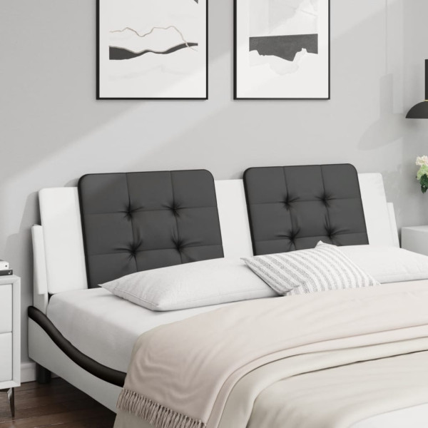 Cabecero de cama acolchado cuero sintético negro blanco 180 cm D