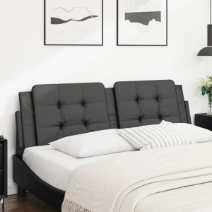 Cabeça de cama acolchoado couro sintético preto 160 cm D