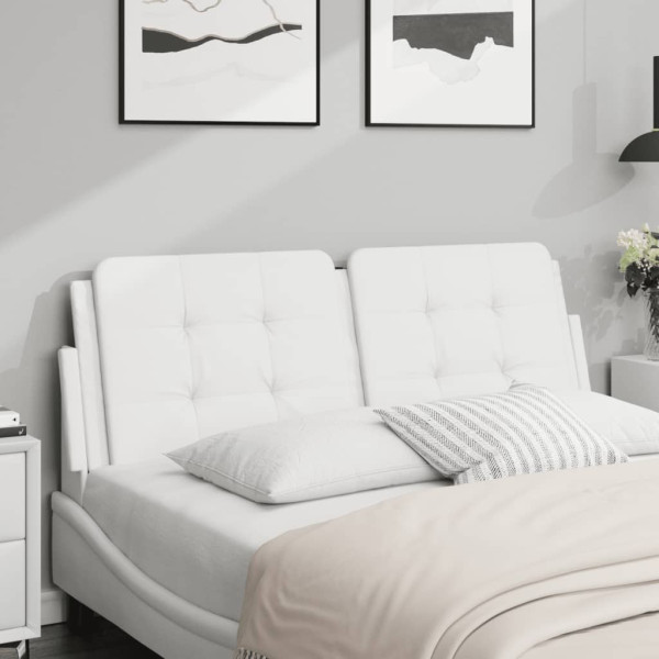 Cabecero de cama acolchado cuero sintético blanco 120 cm D