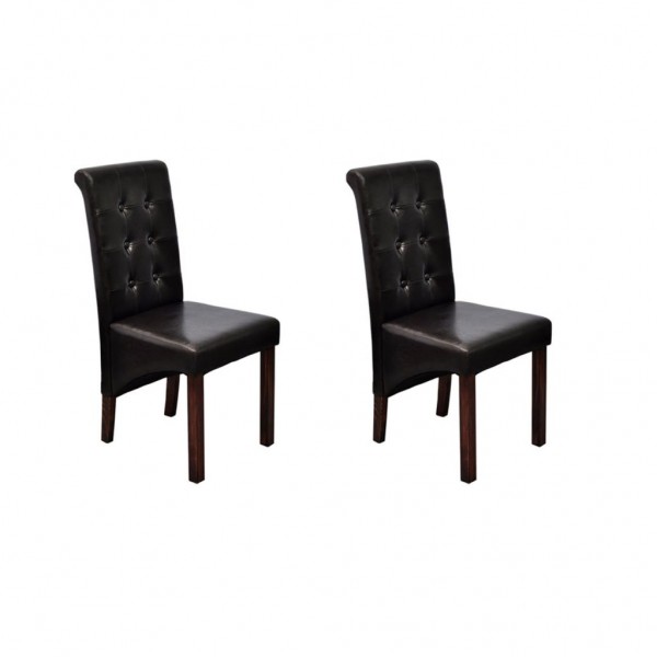 Cadeiras de jantar 2 unidades de couro sintético marrom D