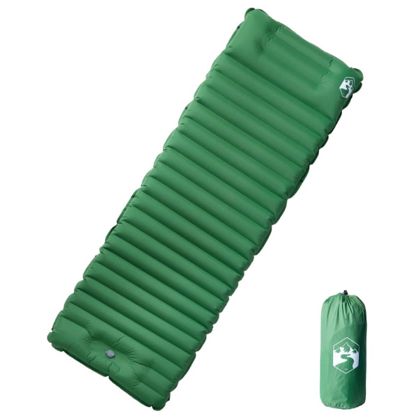 Colchón de camping autoinflable con almohada integrada verde D