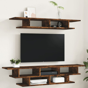 Muebles de TV de pared madera de ingeniería marrón roble D