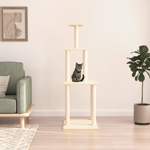 Poste para arranhar gatos com postes de sisal creme 149 cm D