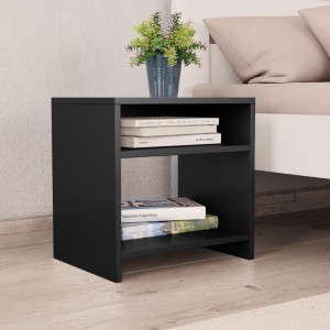 Mesita de noche madera contrachapada negro 40x30x40 cm D