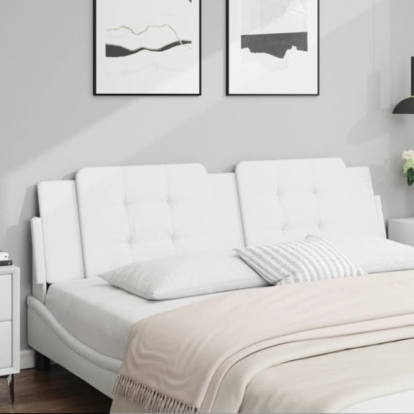 Cabecero de cama acolchado cuero sintético blanco 180 cm D