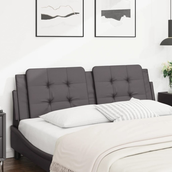 Cabecero de cama acolchado cuero sintético gris 160 cm D