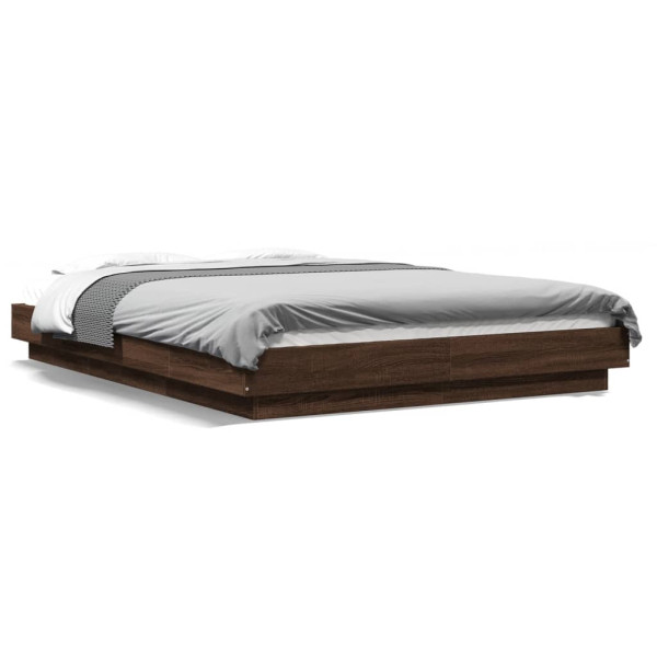 Estructura de cama madera de ingeniería marrón roble 140x190 cm D