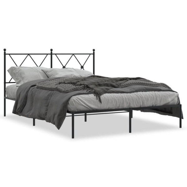 Estrutura de cama com cabeceira de metal preto 135x190 cm D