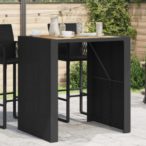 Mesa de jardín superficie de madera ratán PE negro 105x80x110cm D