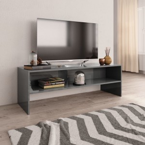 Mobiliário de televisão madeira contraplacada cinza brilhante 120x40x40 cm D