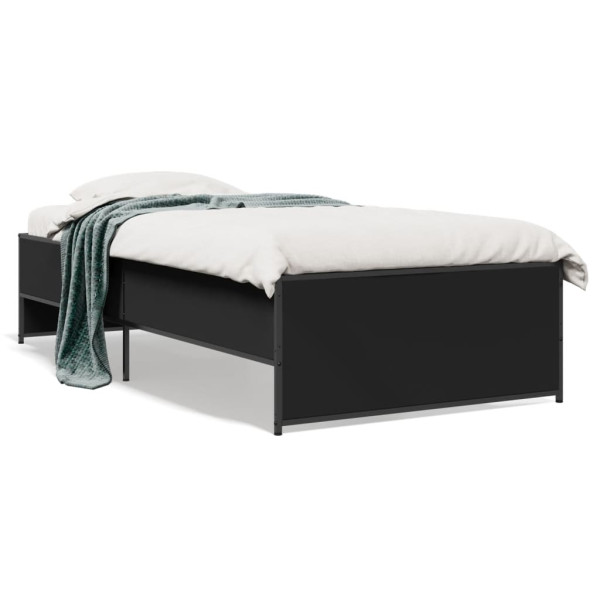 Estrutura de cama em madeira e metal preto 100x200 cm D