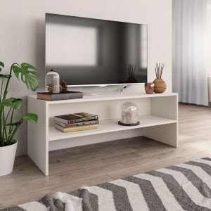 Mueble para TV madera contrachapada blanco 100x40x40 cm D