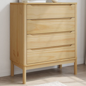 Cómoda cajonera FLORO madera maciza de pino marrón cera D