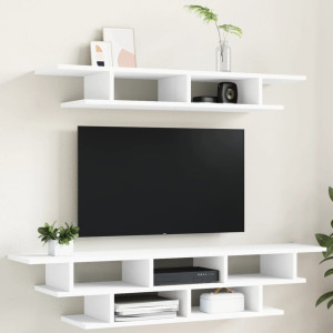 Muebles de TV de pared madera de ingeniería blanco D