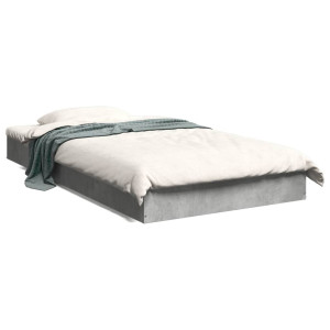 Estructura de cama madera de ingeniería gris hormigón 90x190 cm D