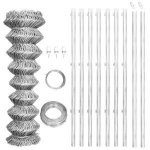 Parede de tecido metálico e postes de aço galvanizado prata 15x1.25 m D