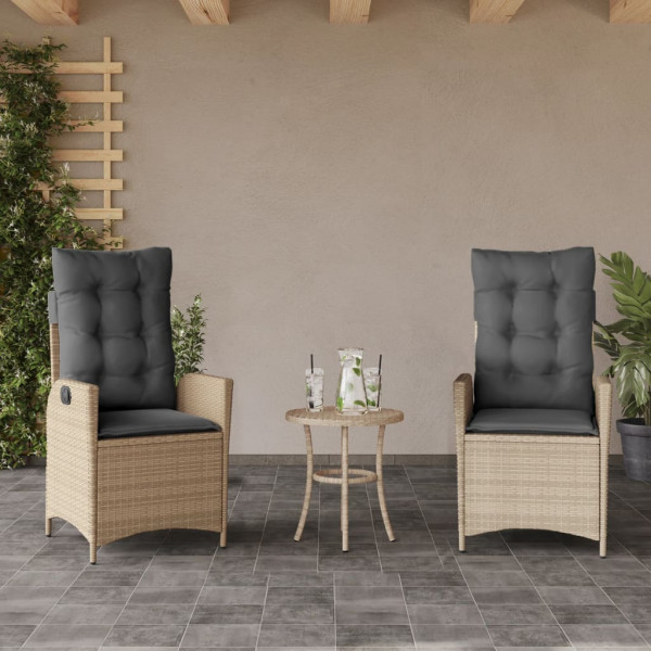 Poltronas de jardim e almofadas bege mix 2 unidades rattan PE D