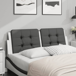 Cabecero de cama acolchado cuero sintético negro blanco 140 cm D