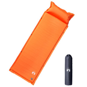 Colchão de campismo auto-inflável com almofada integrada laranja D