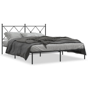 Estructura de cama con cabecero metal negro 150x200 cm D