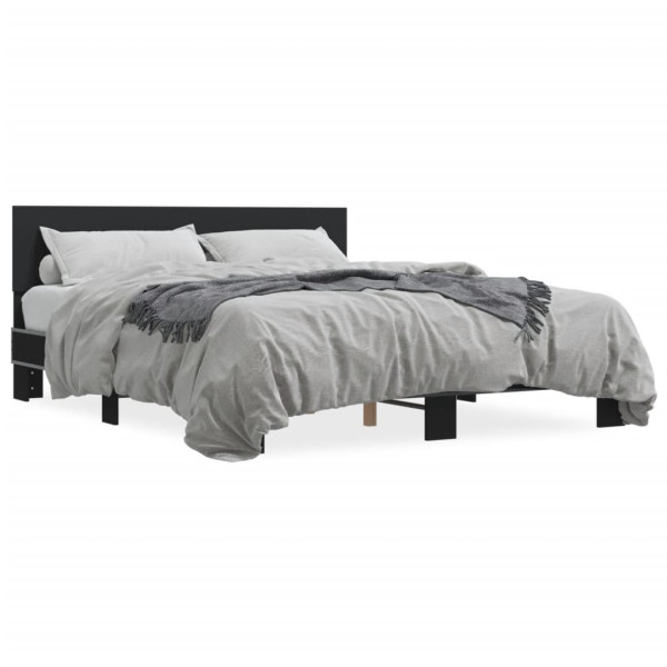 Estrutura de cama em madeira e metal preto 150x200cm D