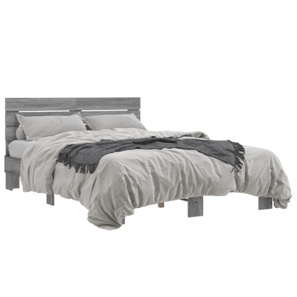 Estrutura de cama em madeira e metal cinza Sonoma 140x190 cm D