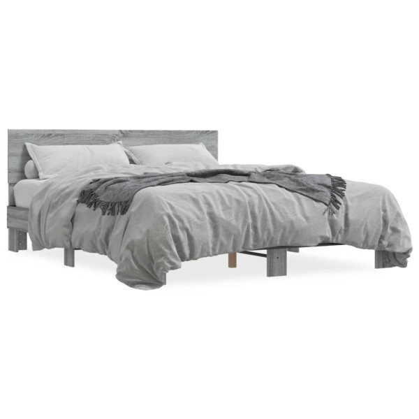 Estrutura de cama em madeira e metal cinza Sonoma 160x200 cm D